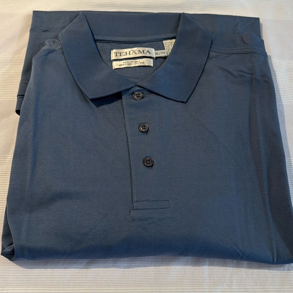 GOLF Tehama blue Striped Polo XL Minocqua country club embroi…